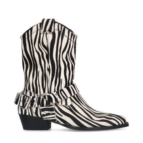 Schwarze Cowboystiefel mit Zebramuster