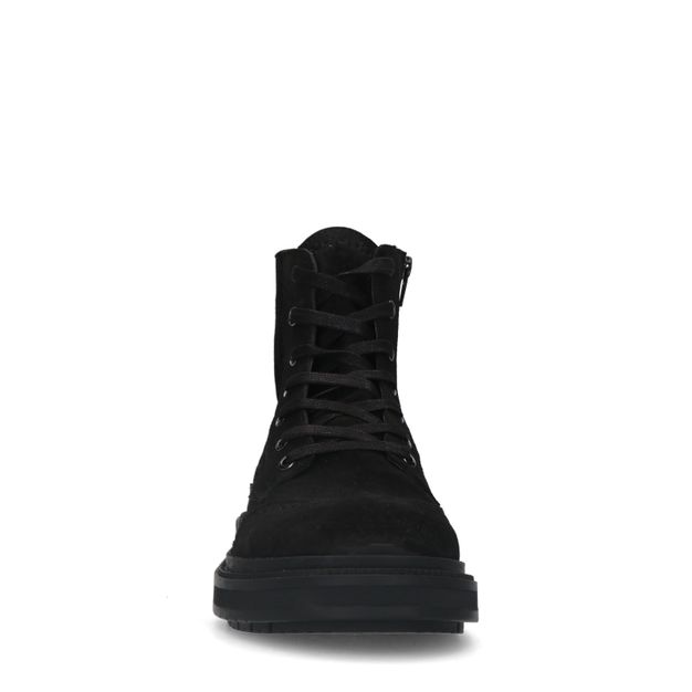 Boots à lacets en daim - noir