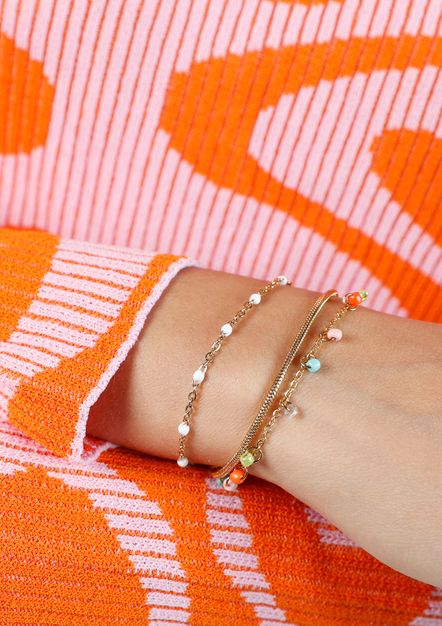 Bracelet double rang avec perles - doré 
