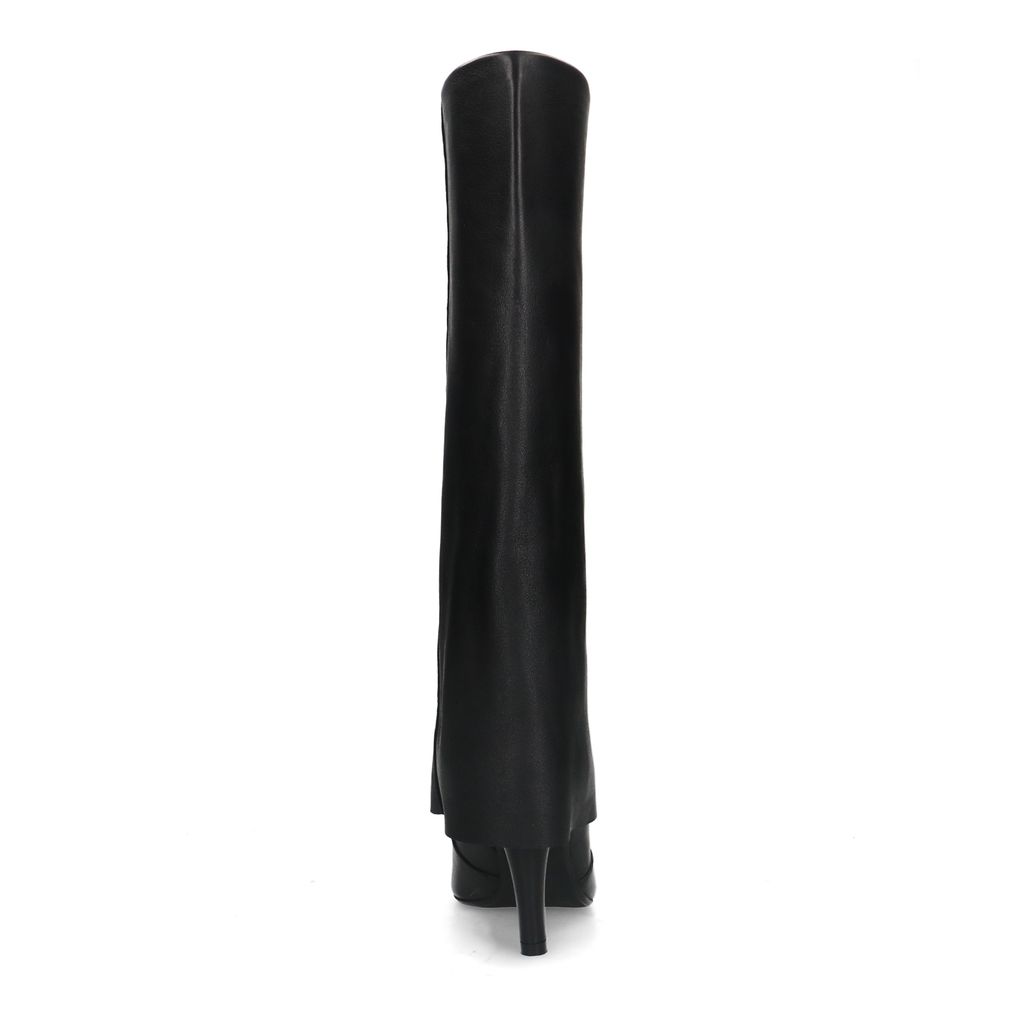 Bottes hautes en cuir avec rabat - noir