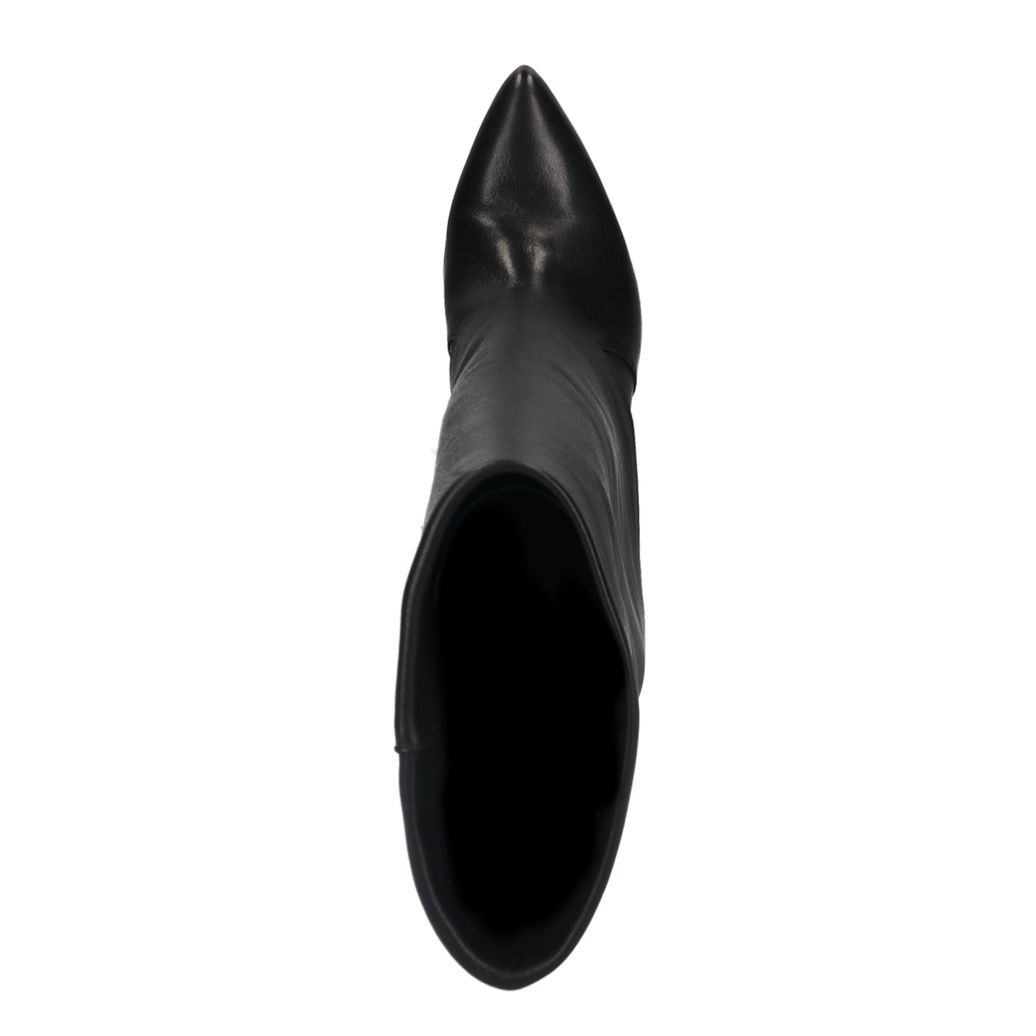 Bottes hautes en cuir avec rabat - noir