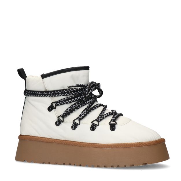 Offwhite Puffer-Schnürboots mit Plateausohle