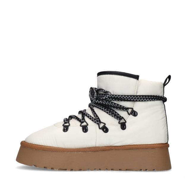 Offwhite Puffer-Schnürboots mit Plateausohle