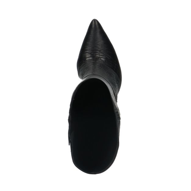 Bottes hautes en cuir avec imprimé croco - noir
