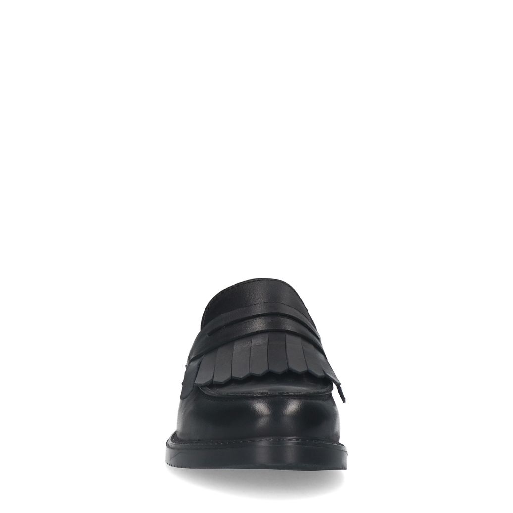 Zwarte leren loafers met franjes