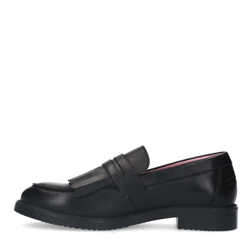 Zwarte leren loafers met franjes