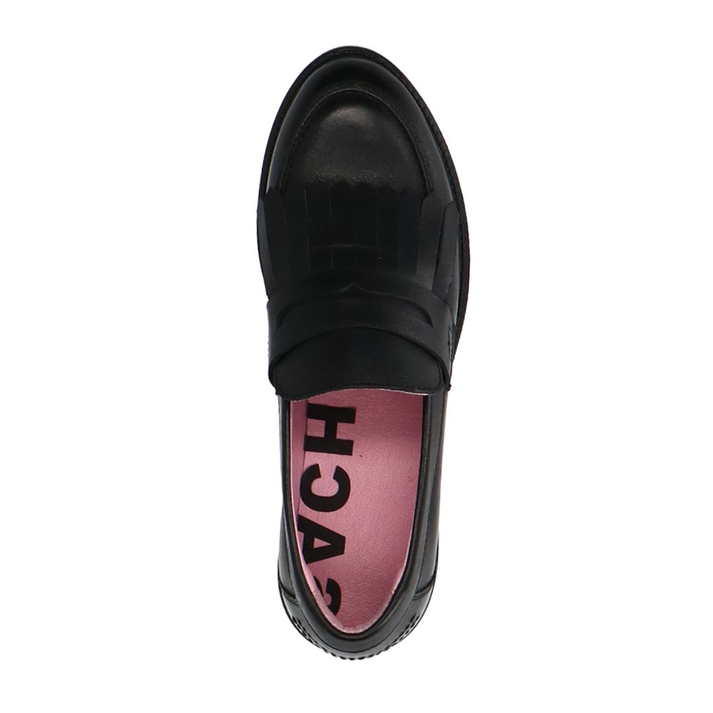 Zwarte leren loafers met franjes