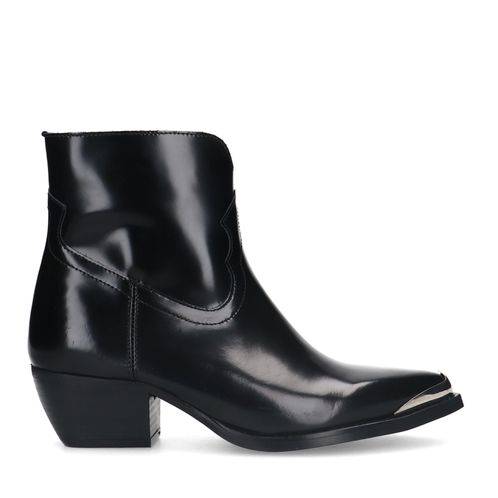 Bottines western en cuir - noir