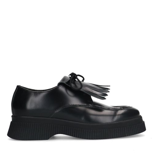 Chaussures à lacets en cuir avec franges - noir