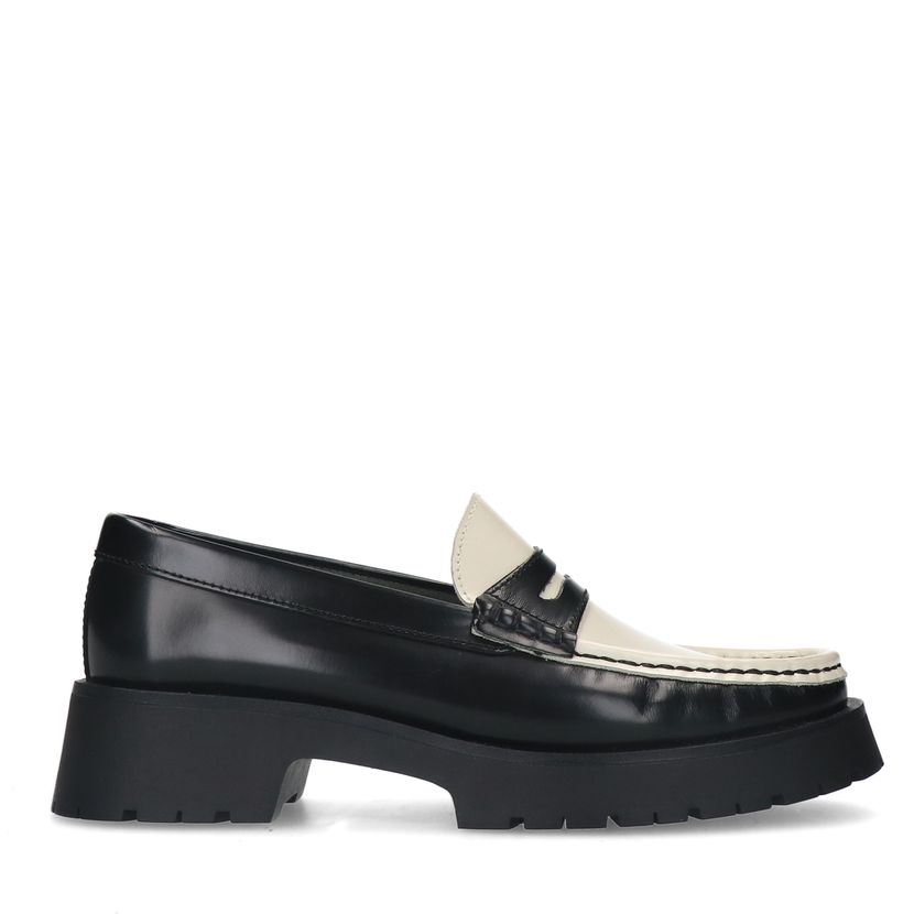 Loafers à plateforme en cuir avec détails - noir
