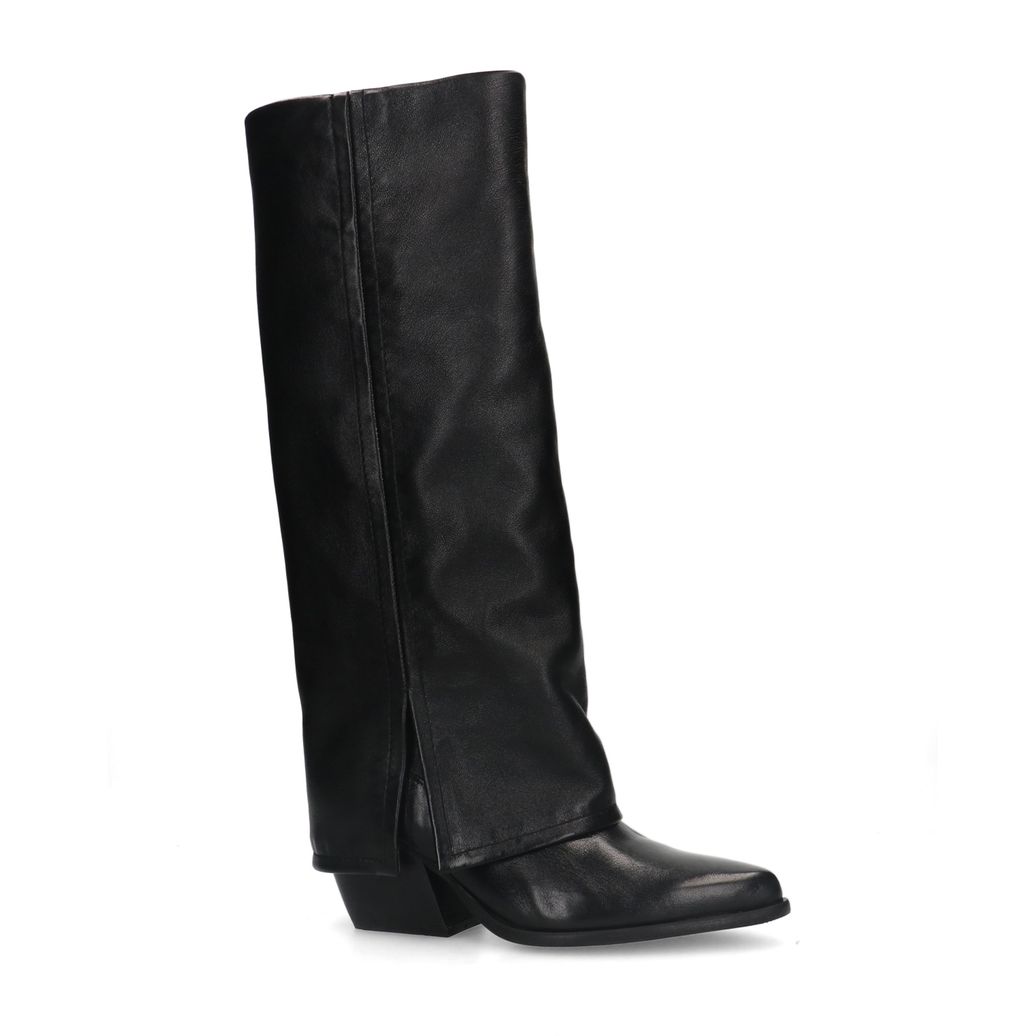 Schwarze Cowboystiefel aus Leder mit Umschlag