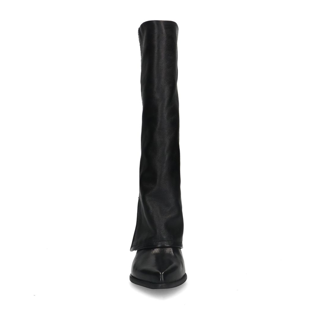 Schwarze Cowboystiefel aus Leder mit Umschlag