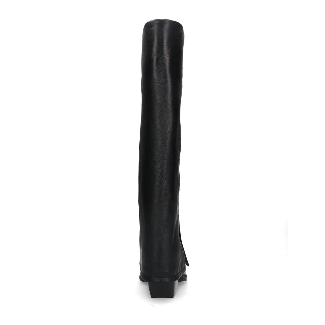 Schwarze Cowboystiefel aus Leder mit Umschlag