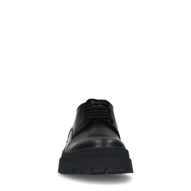 Schwarze Leder-Schnürschuhe mit chunky Sohle