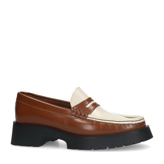 Loafers à plateforme en cuir avec détails - marron