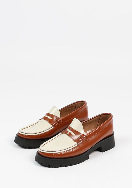 Loafers à plateforme en cuir avec détails - marron