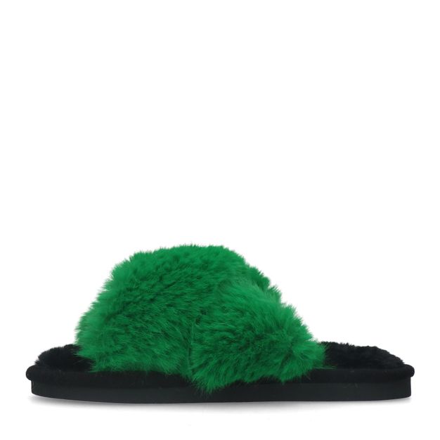 Groene cross strap pantoffel slippers