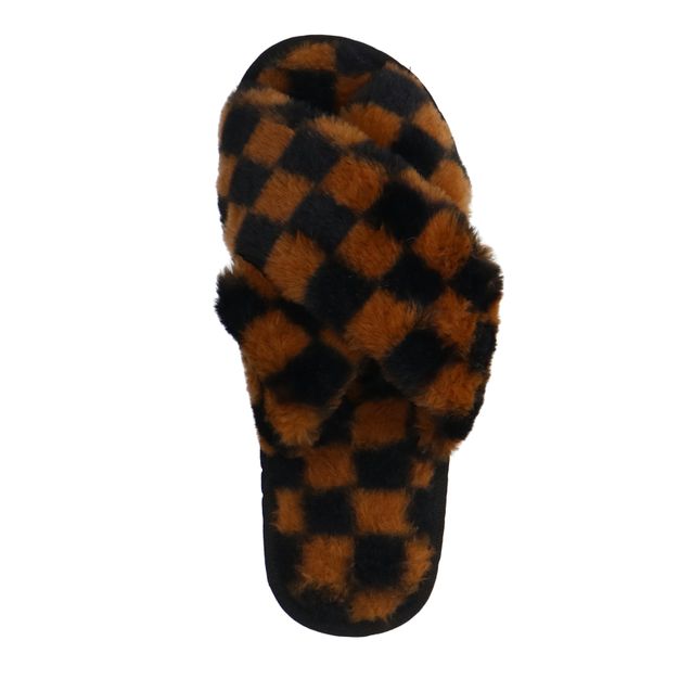 Bruine cross strap pantoffel slippers