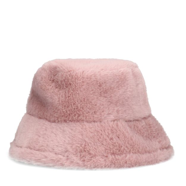 Roze bucket hat van imitatiebont