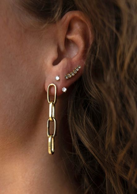 Boucles d'oreille pendantes à maillons - doré