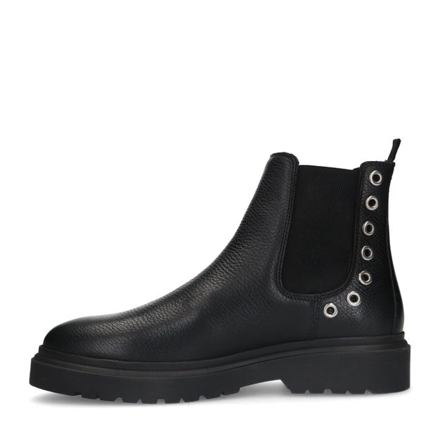 Chelsea boots en cuir avec détails - noir