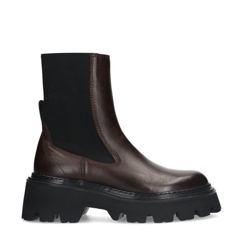 Braune Chelsea Boots mit Plateausohle 