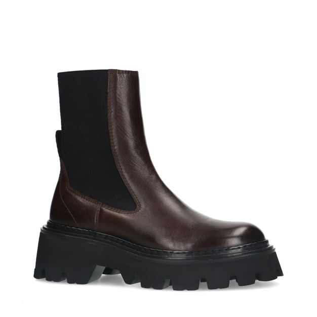 Braune Chelsea Boots mit Plateausohle