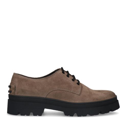 Taupe suède chunky veterschoenen