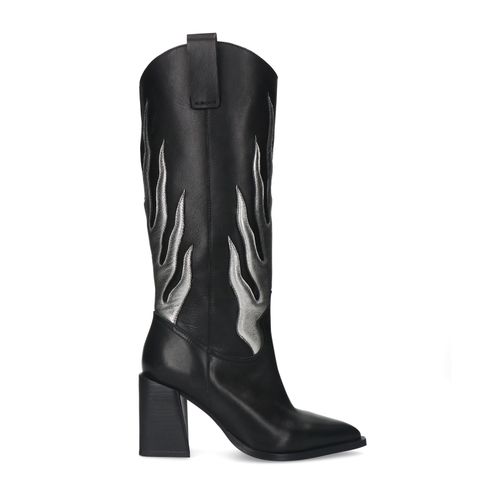 Santiags flamme en cuir - noir