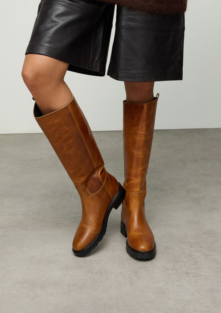 Bottes hautes en cuir - marron