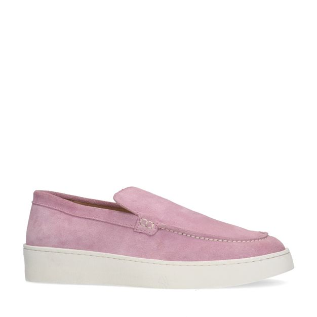 Loafers en daim avec semelle plateforme - rose