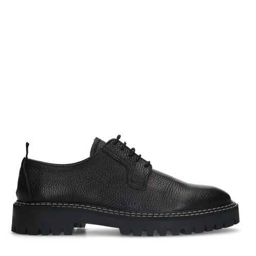 Chaussures à lacets en cuir avec semelle chunky - noir 