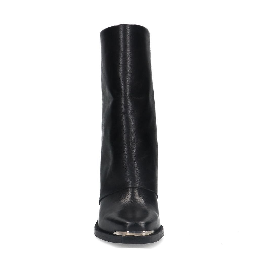 Bottines western en cuir avec rabat - noir