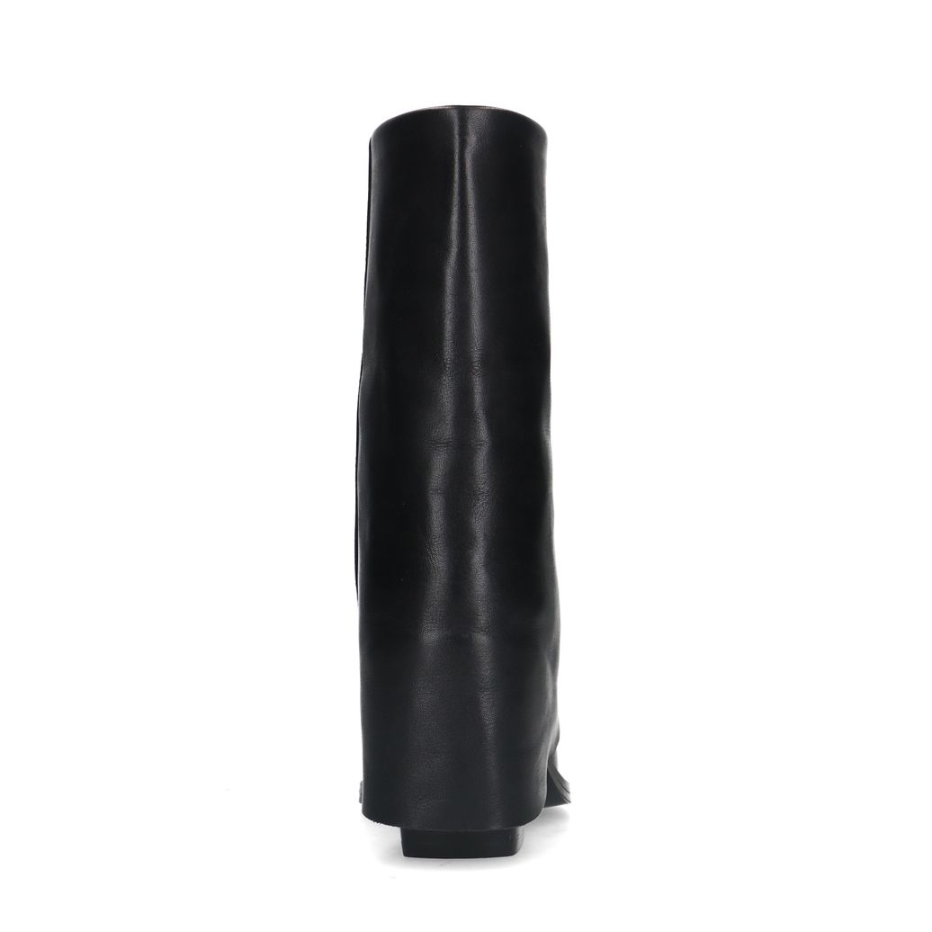 Bottines western en cuir avec rabat - noir