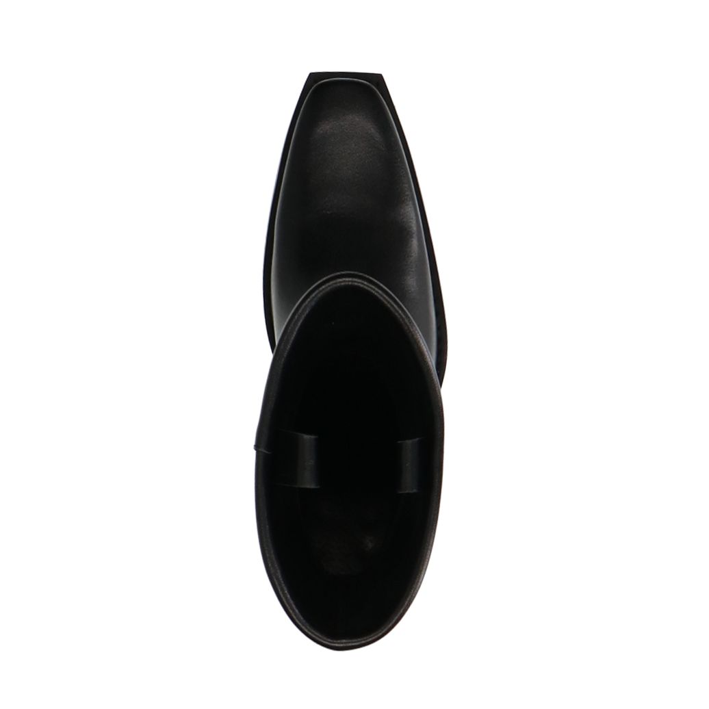 Bottines western en cuir avec rabat - noir