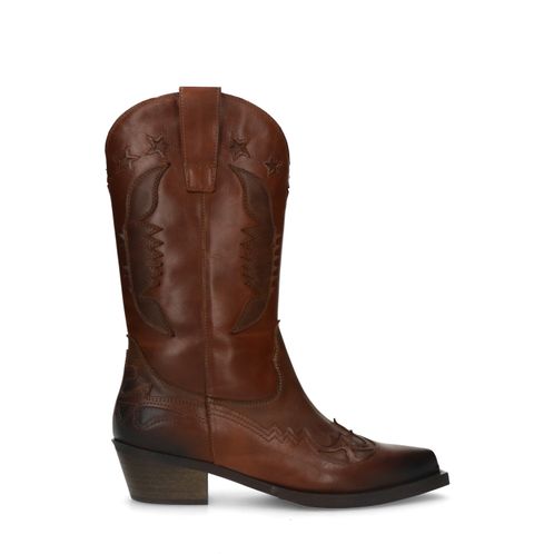 Cognacfarbene Cowboystiefel aus Leder