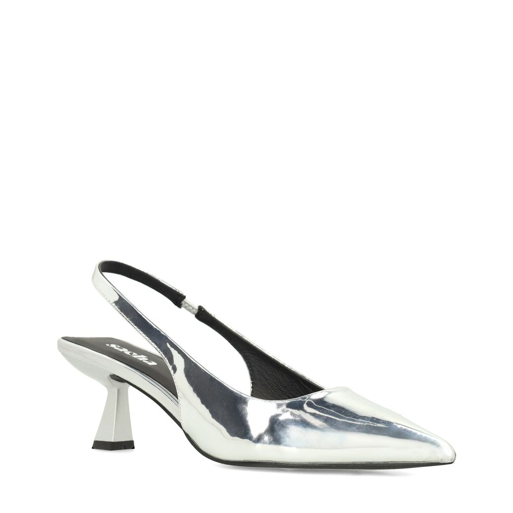 Silberfarbene Slingbackpumps in Metallic-Optik