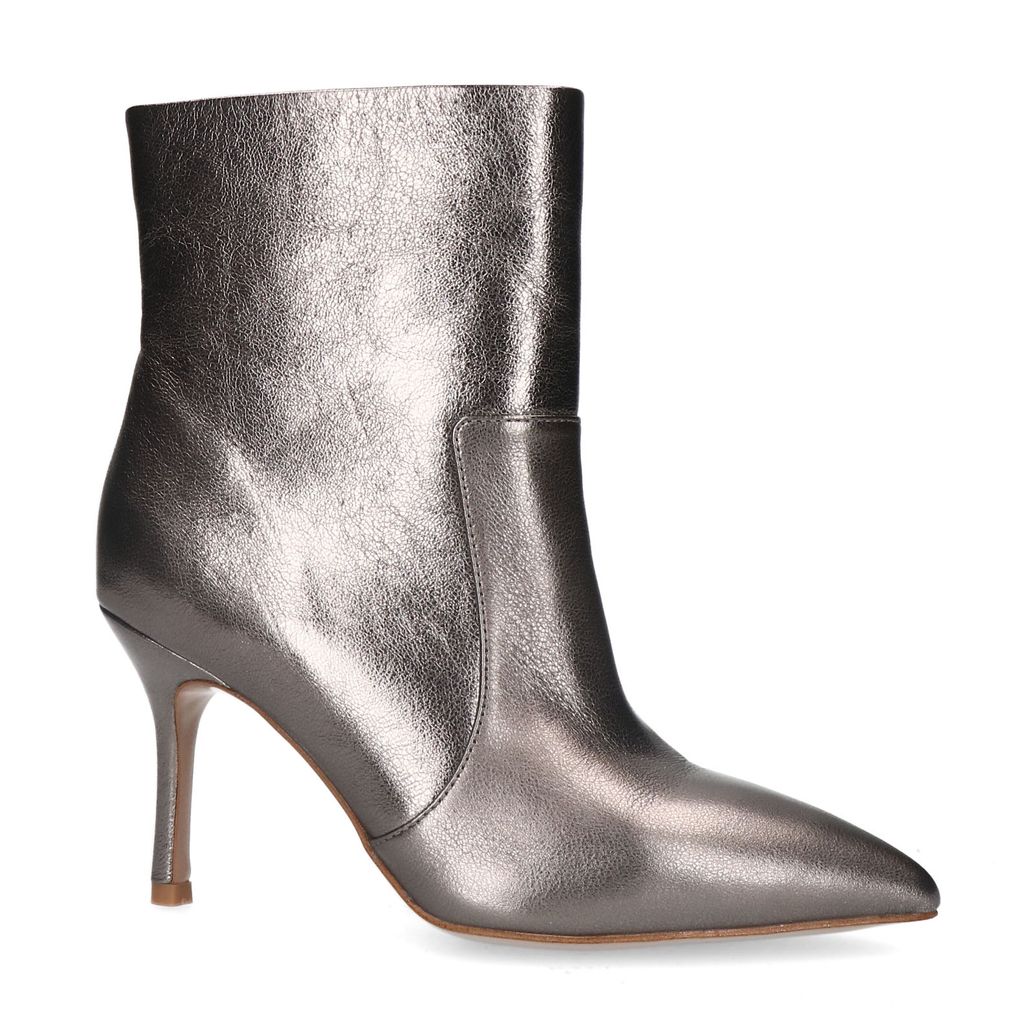 Zilveren metallic enkellaarsjes met hak