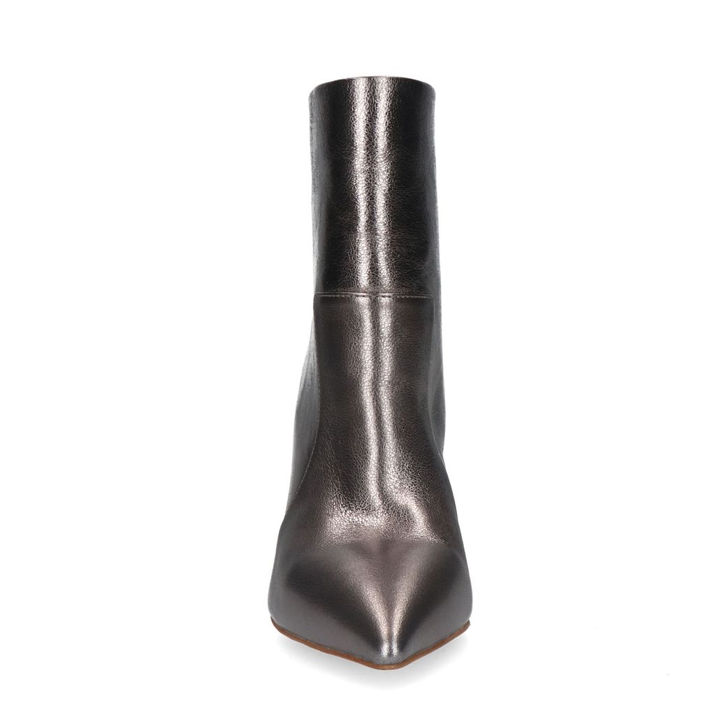 Zilveren metallic enkellaarsjes met hak