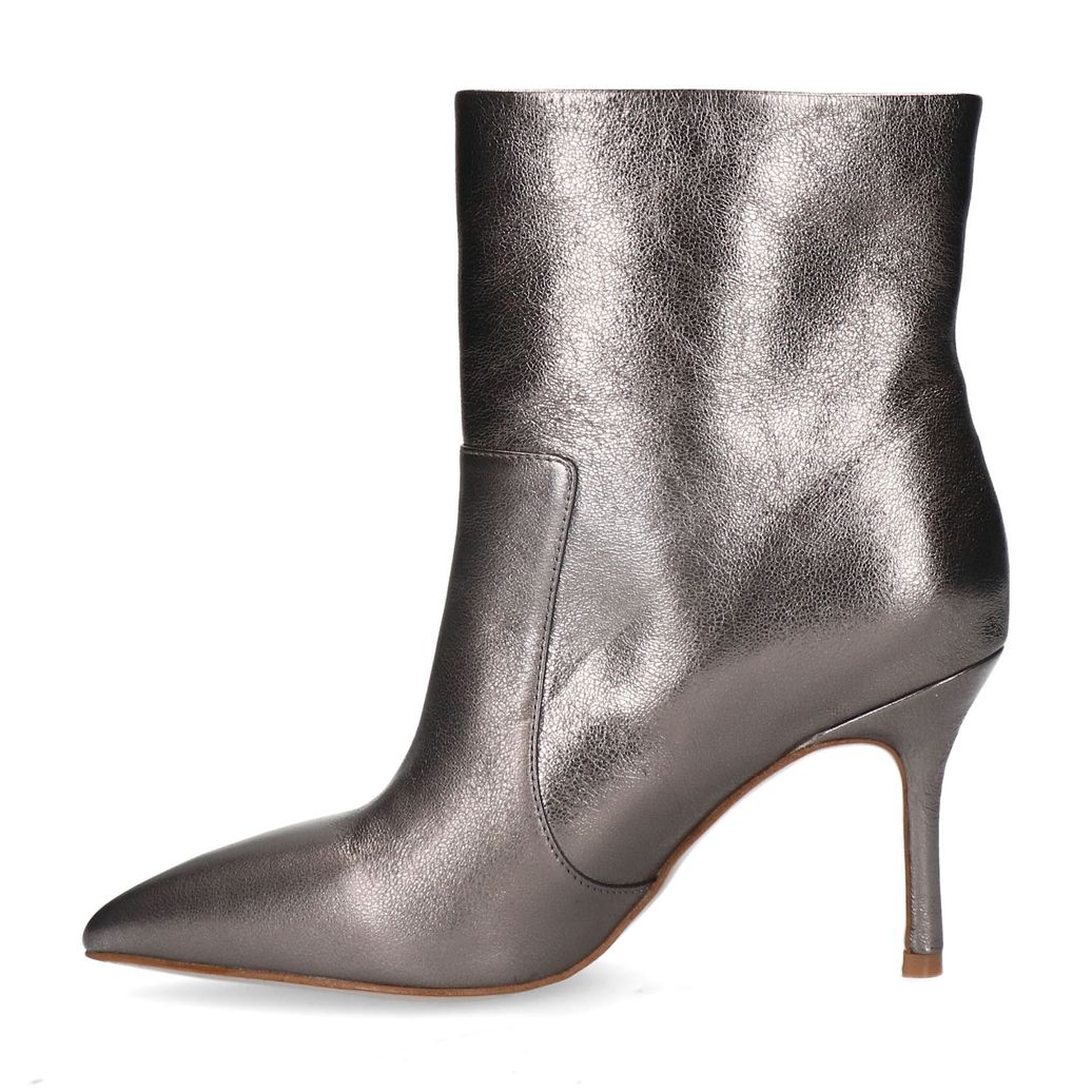 Zilveren metallic enkellaarsjes met hak