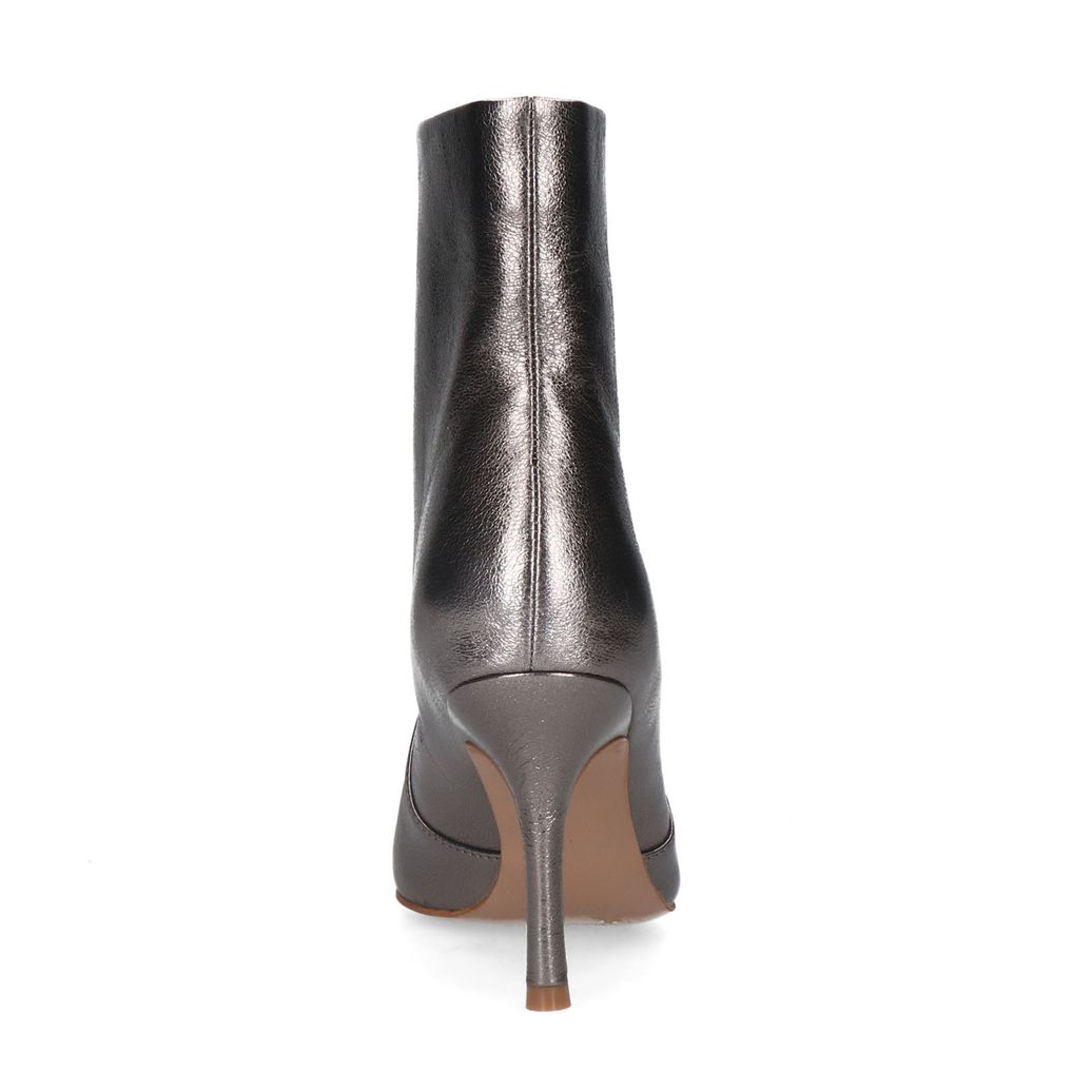 Zilveren metallic enkellaarsjes met hak