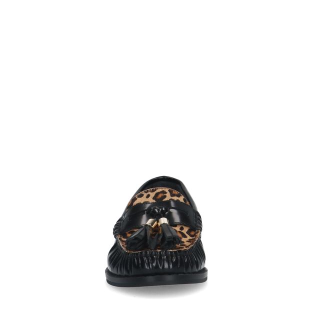 Loafers en cuir avec imprimé léopard - noir