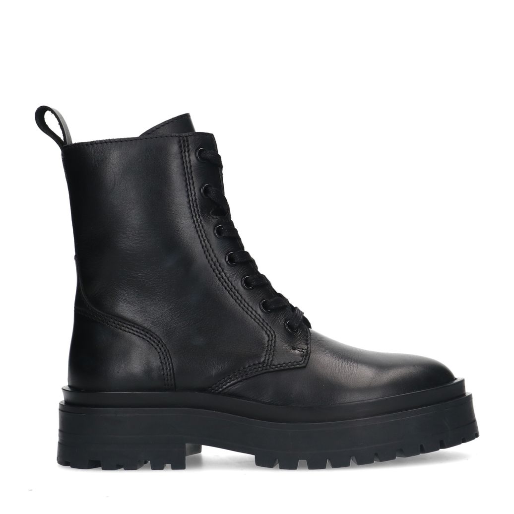 Bottines à lacets en cuir - noir