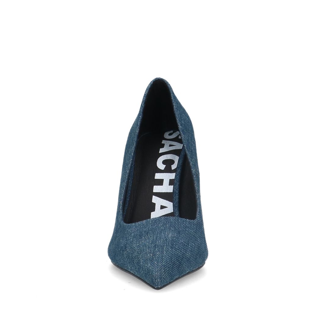 Donkerblauwe denim pumps