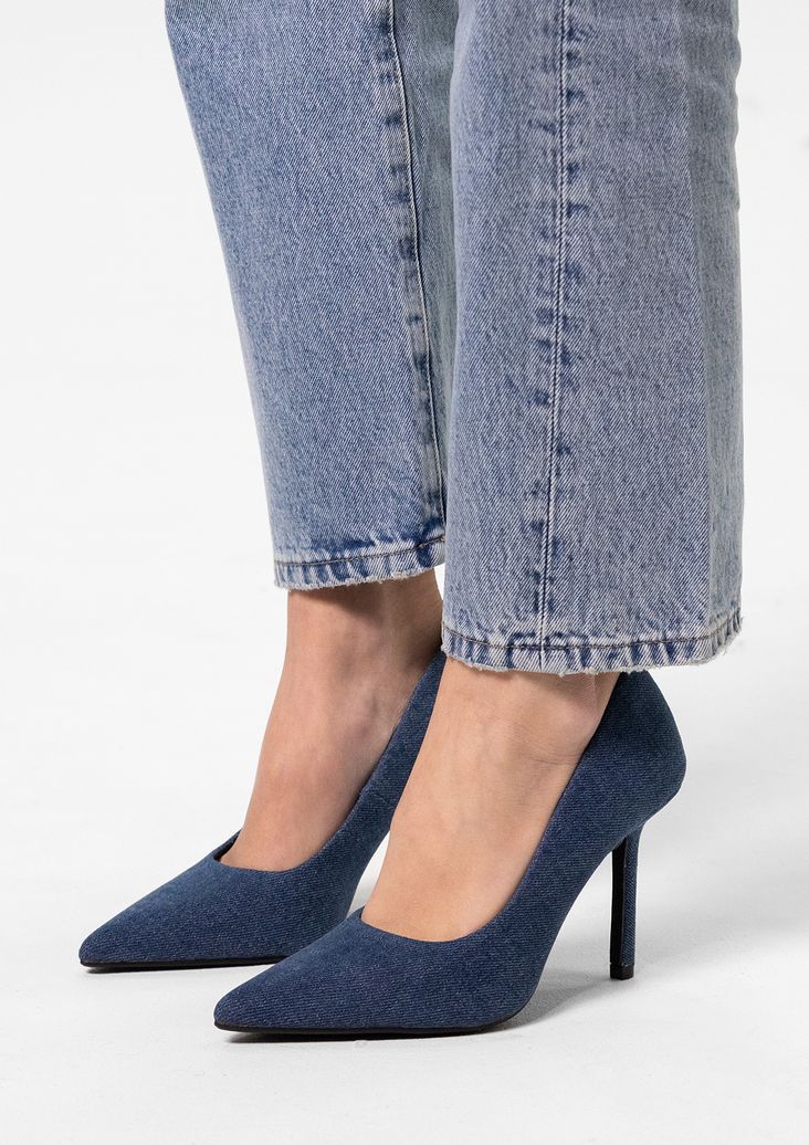 Donkerblauwe denim pumps