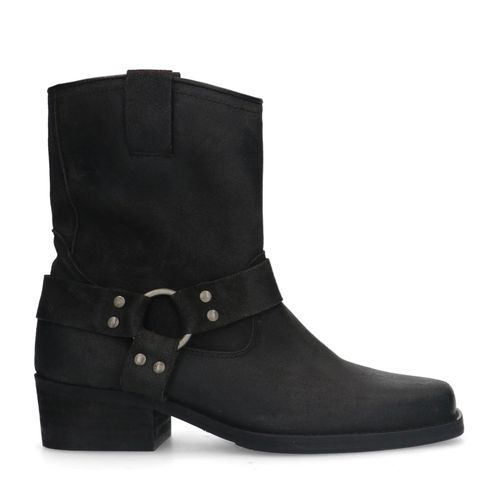 Schwarze Biker Boots aus Veloursleder