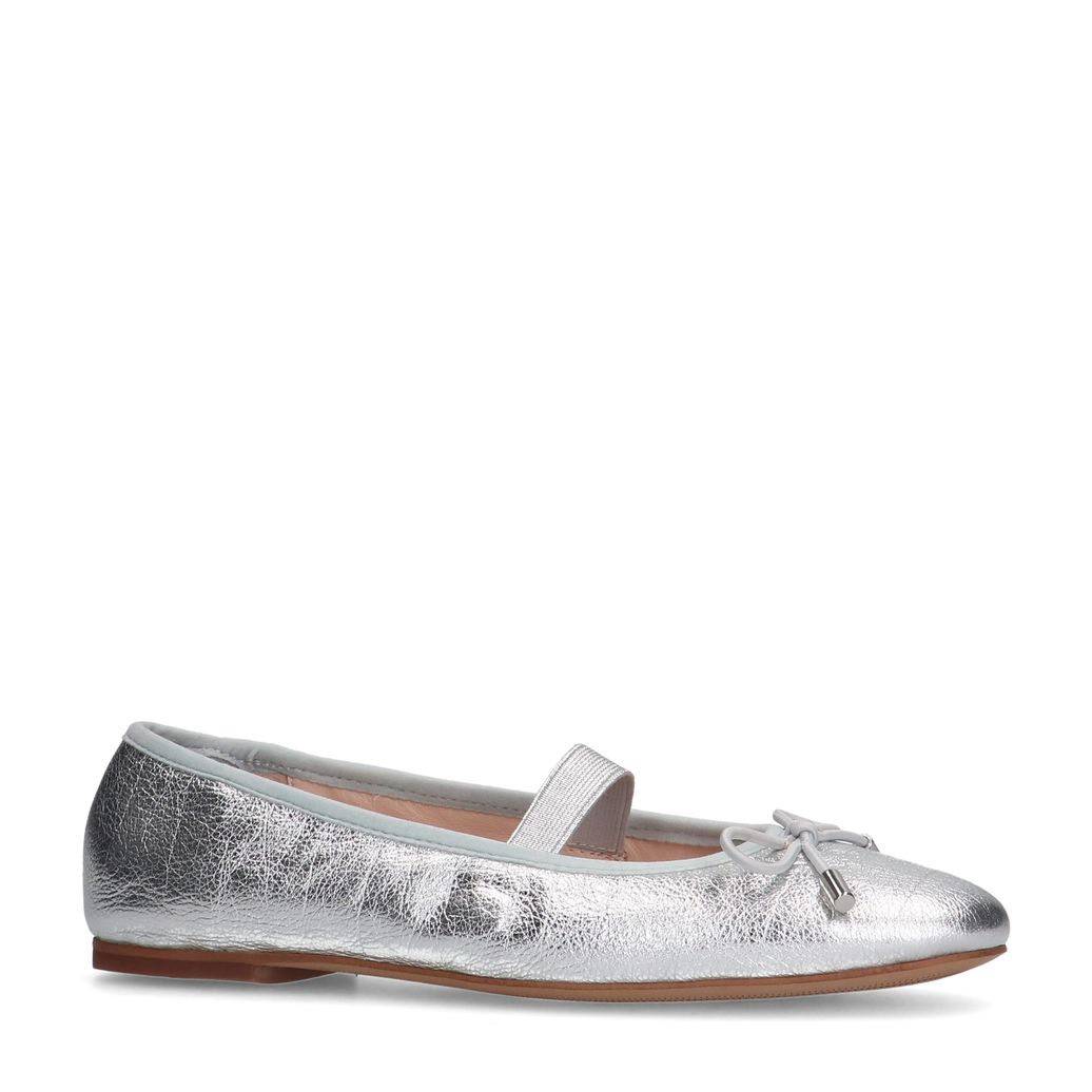 Zilveren metallic ballerina's met strikje