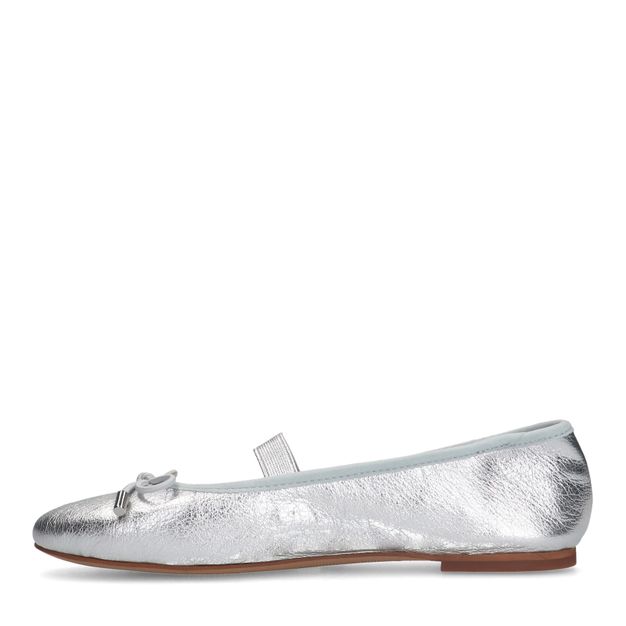 PRE-ORDER - Zilveren metallic ballerina's met strikje