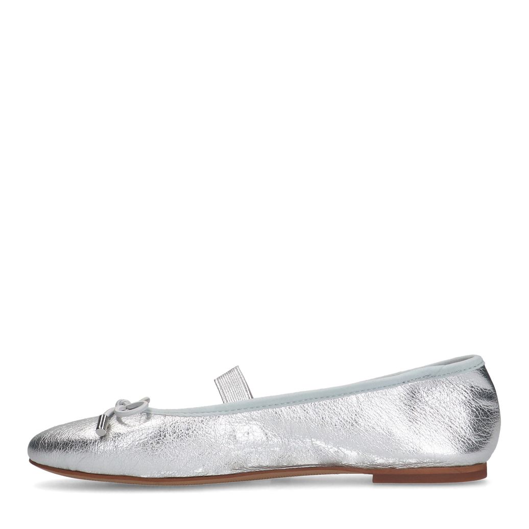 Zilveren metallic ballerina's met strikje