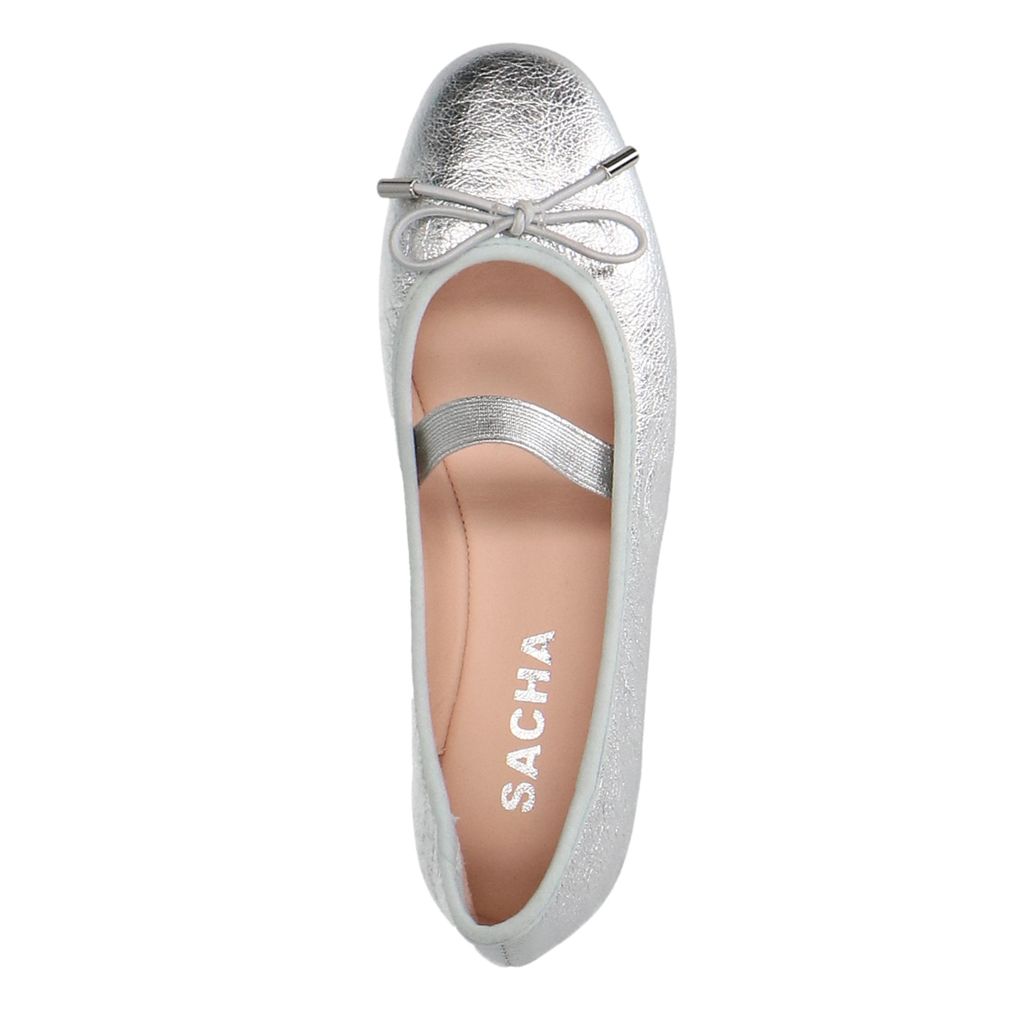Zilveren metallic ballerina's met strikje